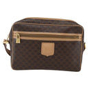 CELINE Macadam Canvas Shoulder Bag PVC Leather Brown Gold Auth ep13312-13