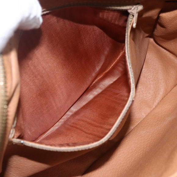 CELINE Macadam Canvas Shoulder Bag PVC Leather Brown Gold Auth ep13312