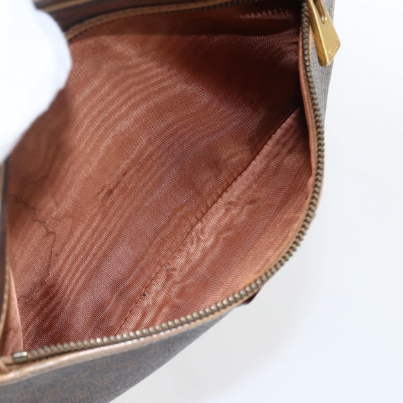 CELINE Macadam Canvas Shoulder Bag PVC Leather Brown Gold Auth ep13312