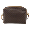 CELINE Macadam Canvas Shoulder Bag PVC Leather Brown Gold Auth ep13312-2