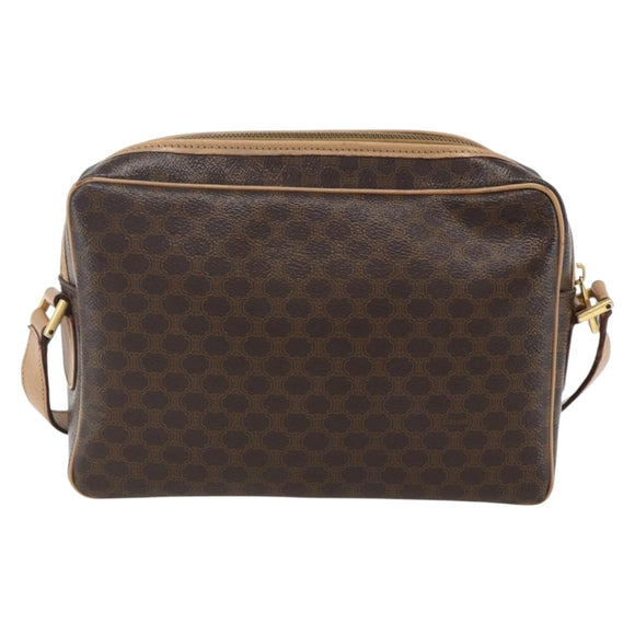 CELINE Macadam Canvas Shoulder Bag PVC Leather Brown Gold Auth ep13312