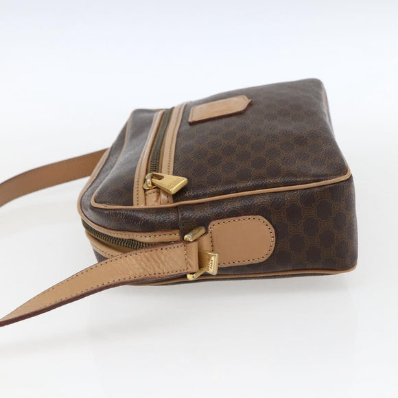 CELINE Macadam Canvas Shoulder Bag PVC Leather Brown Gold Auth ep13312