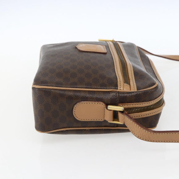 CELINE Macadam Canvas Shoulder Bag PVC Leather Brown Gold Auth ep13312