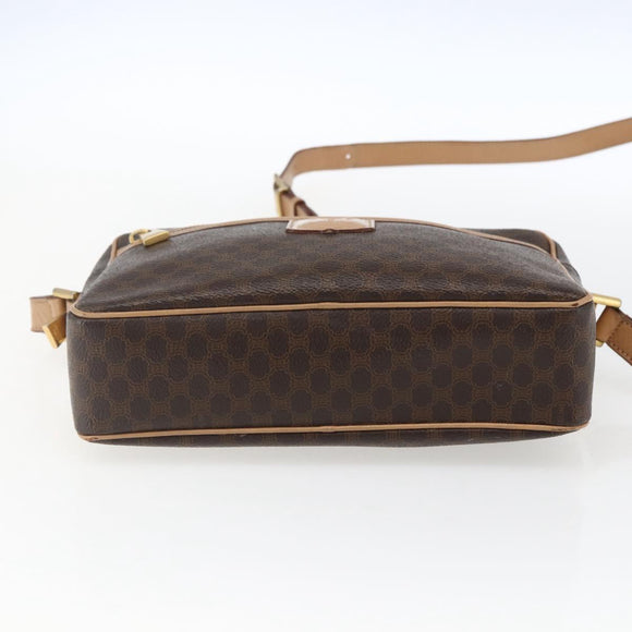 CELINE Macadam Canvas Shoulder Bag PVC Leather Brown Gold Auth ep13312