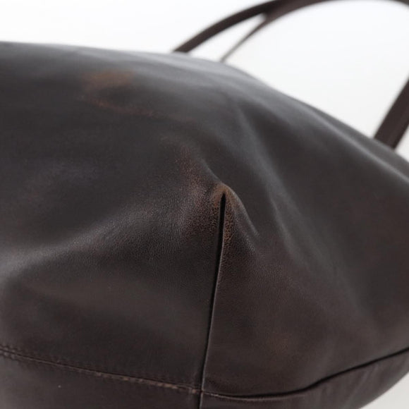 LOEWE Tote Bag Leather Brown Gold Auth ep13313