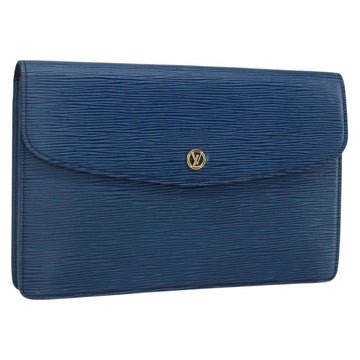 LOUIS VUITTON Epi Montaigne 27 Clutch Bag Blue M52655 LV Auth ep13321