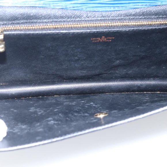 LOUIS VUITTON Epi Montaigne 27 Clutch Bag Blue M52655 LV Auth ep13321