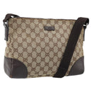 GUCCI GG Canvas Shoulder Bag Beige Silver 114273 Auth ep13324-1
