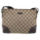 GUCCI GG Canvas Shoulder Bag Beige Silver 114273 Auth ep13324-13