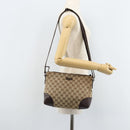GUCCI GG Canvas Shoulder Bag Beige Silver 114273 Auth ep13324-24
