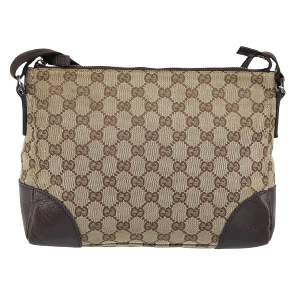 GUCCI GG Canvas Shoulder Bag Beige Silver 114273 Auth ep13324