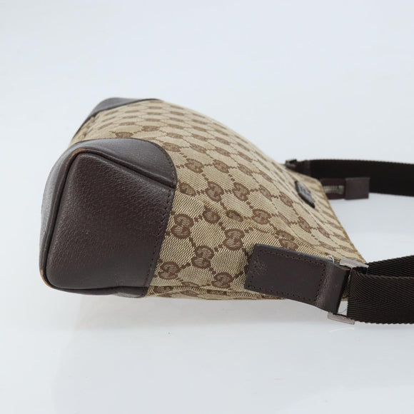 GUCCI GG Canvas Shoulder Bag Beige Silver 114273 Auth ep13324