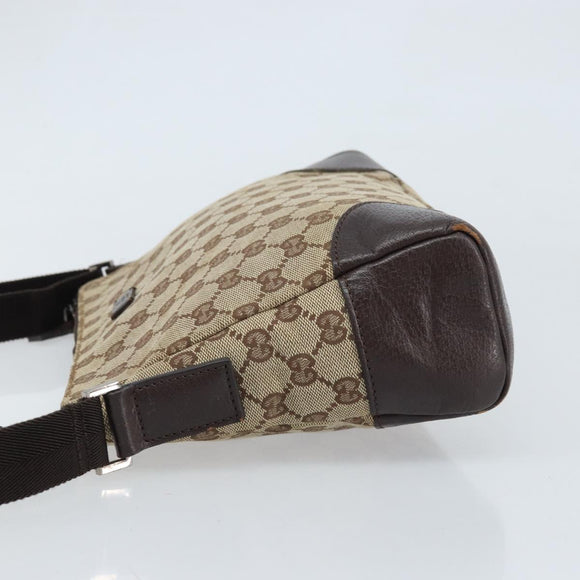 GUCCI GG Canvas Shoulder Bag Beige Silver 114273 Auth ep13324