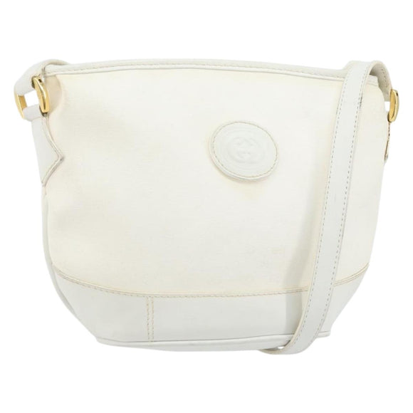 GUCCI Micro GG Supreme Shoulder Bag PVC White Gold Auth ep13326