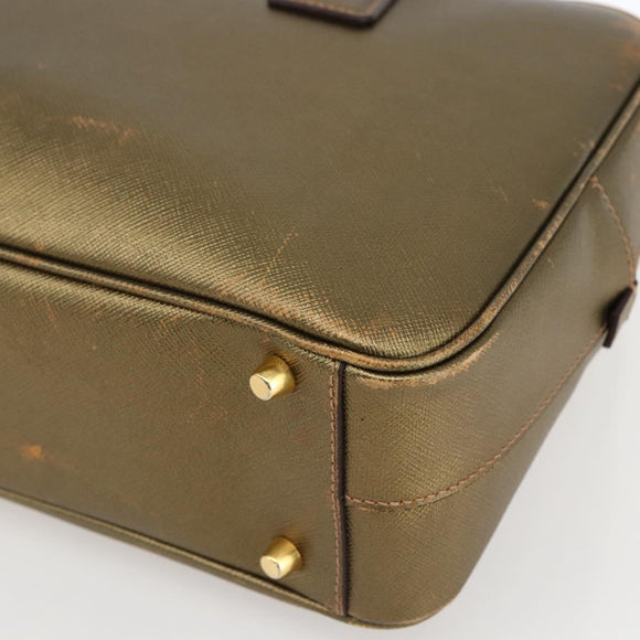 PRADA Handtasche Saffiano Leder Goldfarben Auth ep13327A