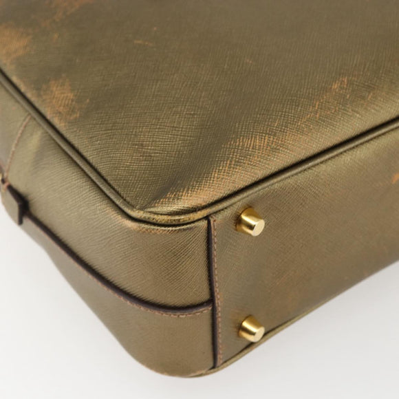 PRADA Handtasche Saffiano Leder Goldfarben Auth ep13327A