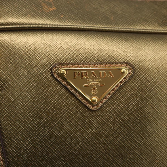 PRADA Handtasche Saffiano Leder Goldfarben Auth ep13327A