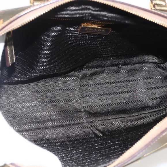 PRADA Handtasche Saffiano Leder Goldfarben Auth ep13327A