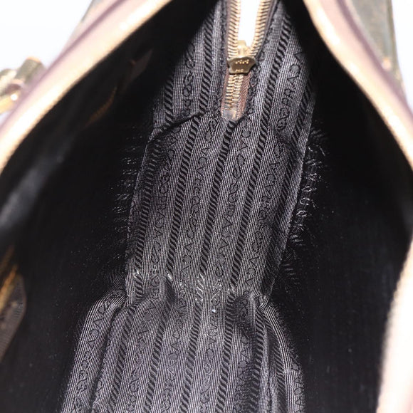 PRADA Handtasche Saffiano Leder Goldfarben Auth ep13327A