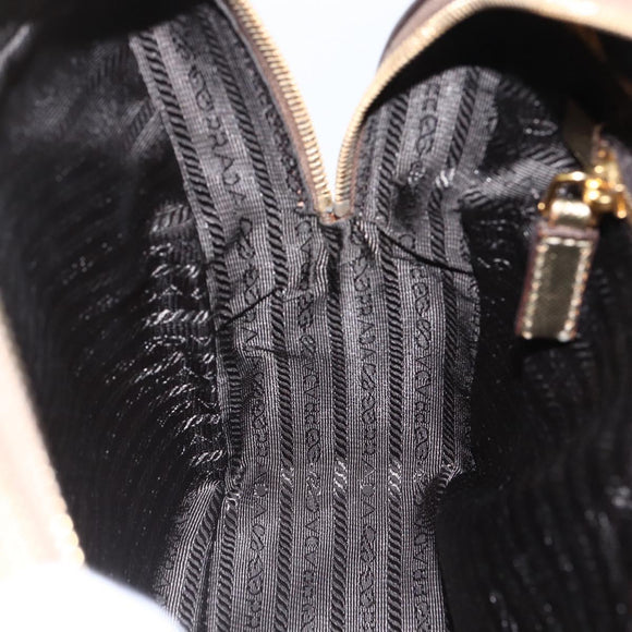 PRADA Handtasche Saffiano Leder Goldfarben Auth ep13327A