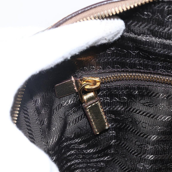 PRADA Handtasche Saffiano Leder Goldfarben Auth ep13327A