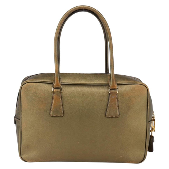 PRADA Handtasche Saffiano Leder Goldfarben Auth ep13327A