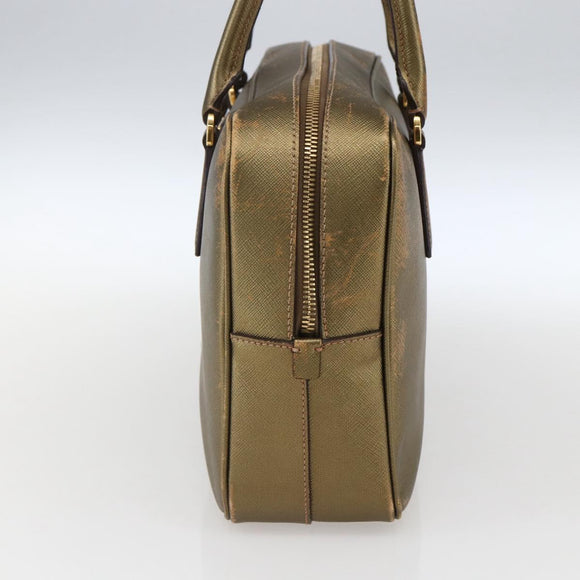 PRADA Handtasche Saffiano Leder Goldfarben Auth ep13327A