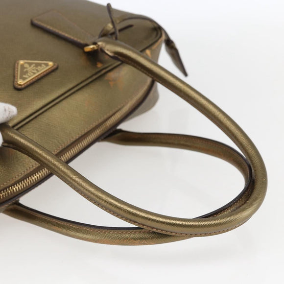 PRADA Handtasche Saffiano Leder Goldfarben Auth ep13327A