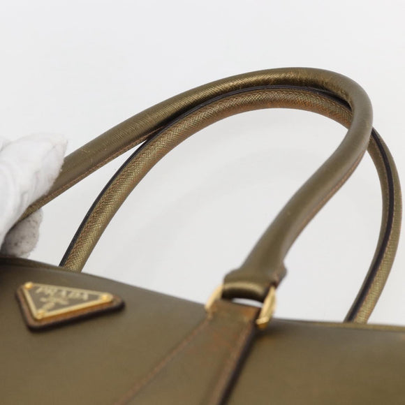 PRADA Handtasche Saffiano Leder Goldfarben Auth ep13327A