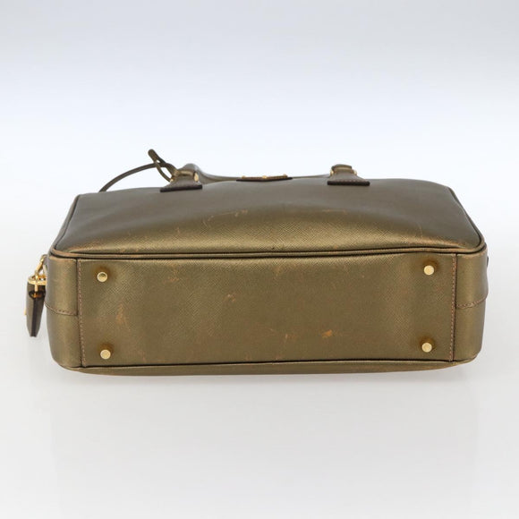 PRADA Handtasche Saffiano Leder Goldfarben Auth ep13327A