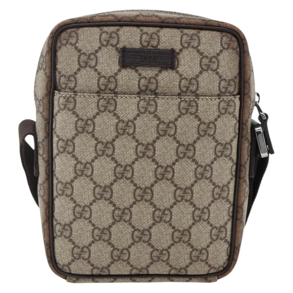 GUCCI GG Supreme Shoulder Bag PVC Beige Silver 122754 Auth ep13334
