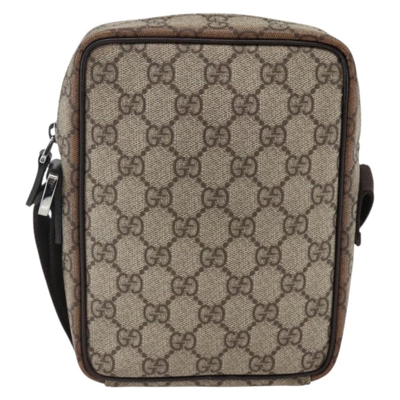 GUCCI GG Supreme Shoulder Bag PVC Beige Silver 122754 Auth ep13334