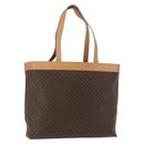 CELINE Macadam Canvas Tote Bag PVC Leather Brown Gold Auth ep13337-1