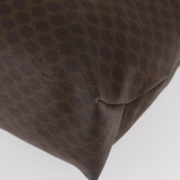CELINE Macadam Canvas Tote Bag PVC Leather Brown Gold Auth ep13337