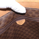 CELINE Macadam Canvas Tote Bag PVC Leather Brown Gold Auth ep13337-12
