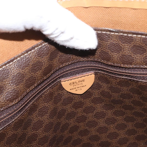CELINE Macadam Canvas Tote Bag PVC Leather Brown Gold Auth ep13337