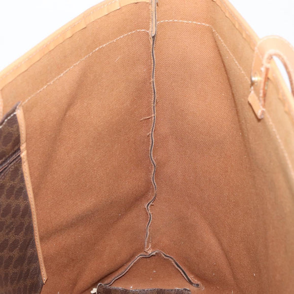 CELINE Macadam Canvas Tote Bag PVC Leather Brown Gold Auth ep13337