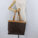 CELINE Macadam Canvas Tote Bag PVC Leather Brown Gold Auth ep13337-21
