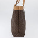 CELINE Macadam Canvas Tote Bag PVC Leather Brown Gold Auth ep13337-4
