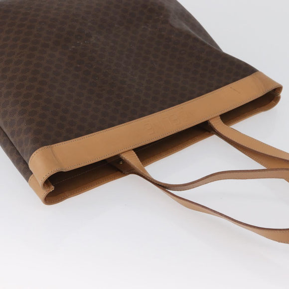 CELINE Macadam Canvas Tote Bag PVC Leather Brown Gold Auth ep13337