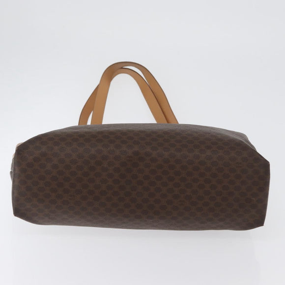 CELINE Macadam Canvas Tote Bag PVC Leather Brown Gold Auth ep13337