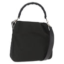 GUCCI Bamboo Hand Bag Nylon 2way Black Silver 001 1638 3754 Auth ep13341-1
