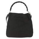 GUCCI Bamboo Hand Bag Nylon 2way Black Silver 001 1638 3754 Auth ep13341-13