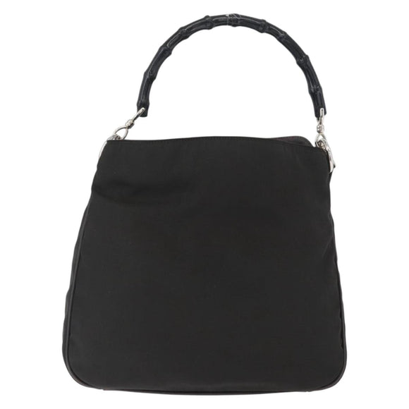 GUCCI Bamboo Hand Bag Nylon 2way Black Silver 001 1638 3754 Auth ep13341
