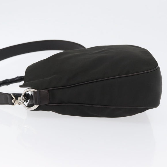 GUCCI Bamboo Hand Bag Nylon 2way Black Silver 001 1638 3754 Auth ep13341