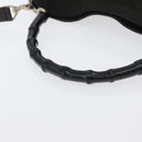 GUCCI Bamboo Hand Bag Nylon 2way Black Silver 001 1638 3754 Auth ep13341-7