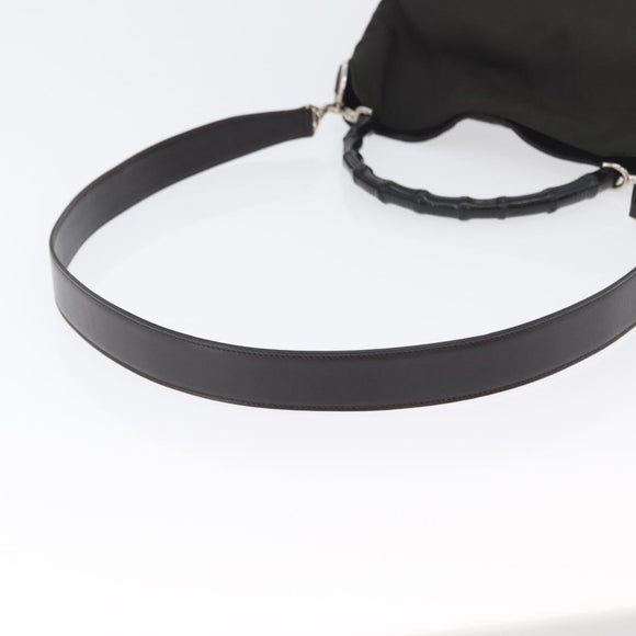 GUCCI Bamboo Hand Bag Nylon 2way Black Silver 001 1638 3754 Auth ep13341
