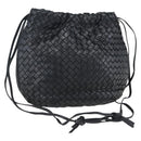 BOTTEGA VENETA INTRECCIATO Shoulder Bag Leather Black Gold Auth ep13348-1