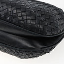 BOTTEGA VENETA INTRECCIATO Shoulder Bag Leather Black Gold Auth ep13348-15