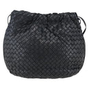 BOTTEGA VENETA INTRECCIATO Shoulder Bag Leather Black Gold Auth ep13348-13